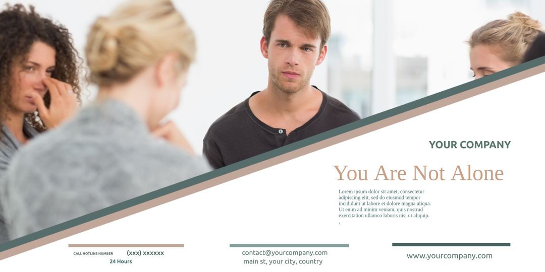 Young Man Displaying Solitude in Group for Mental Health Campaign