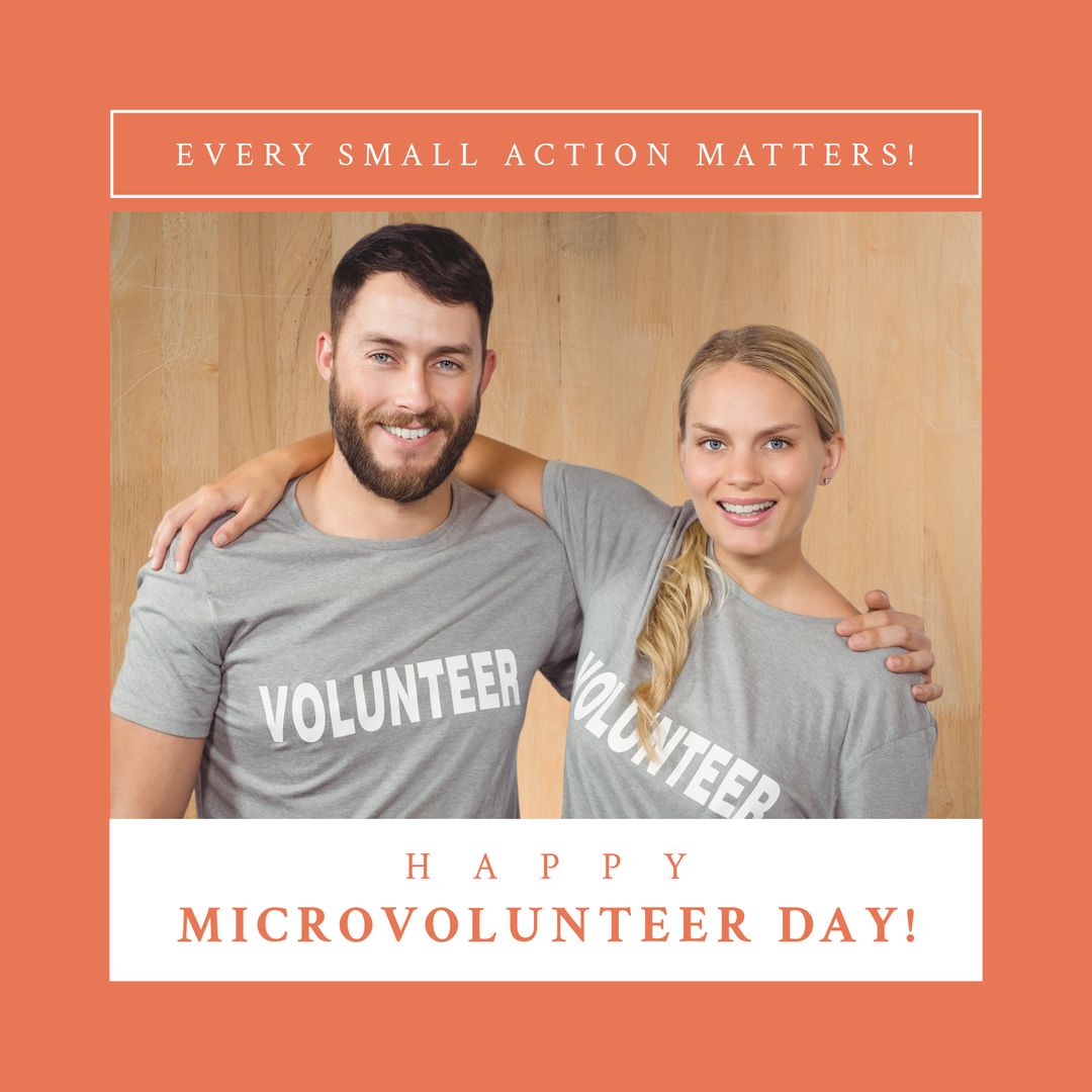 Happy Microvolunteer Day Celebration Image With Smiling Volunteers - Download Free Stock Templates Pikwizard.com