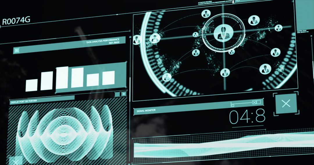 High-Tech Data Visualization Interface with Global Connections