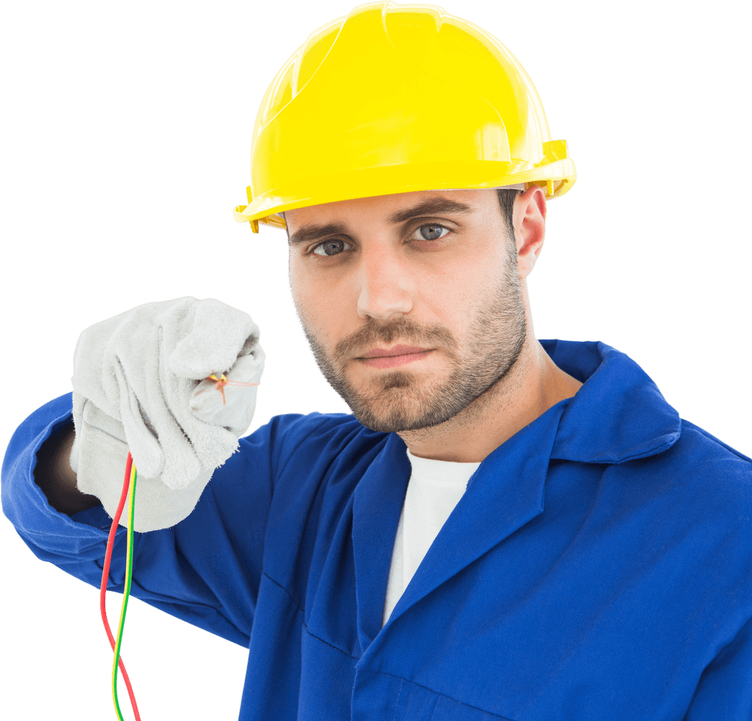 Transparent Background Electrician Holding Cables