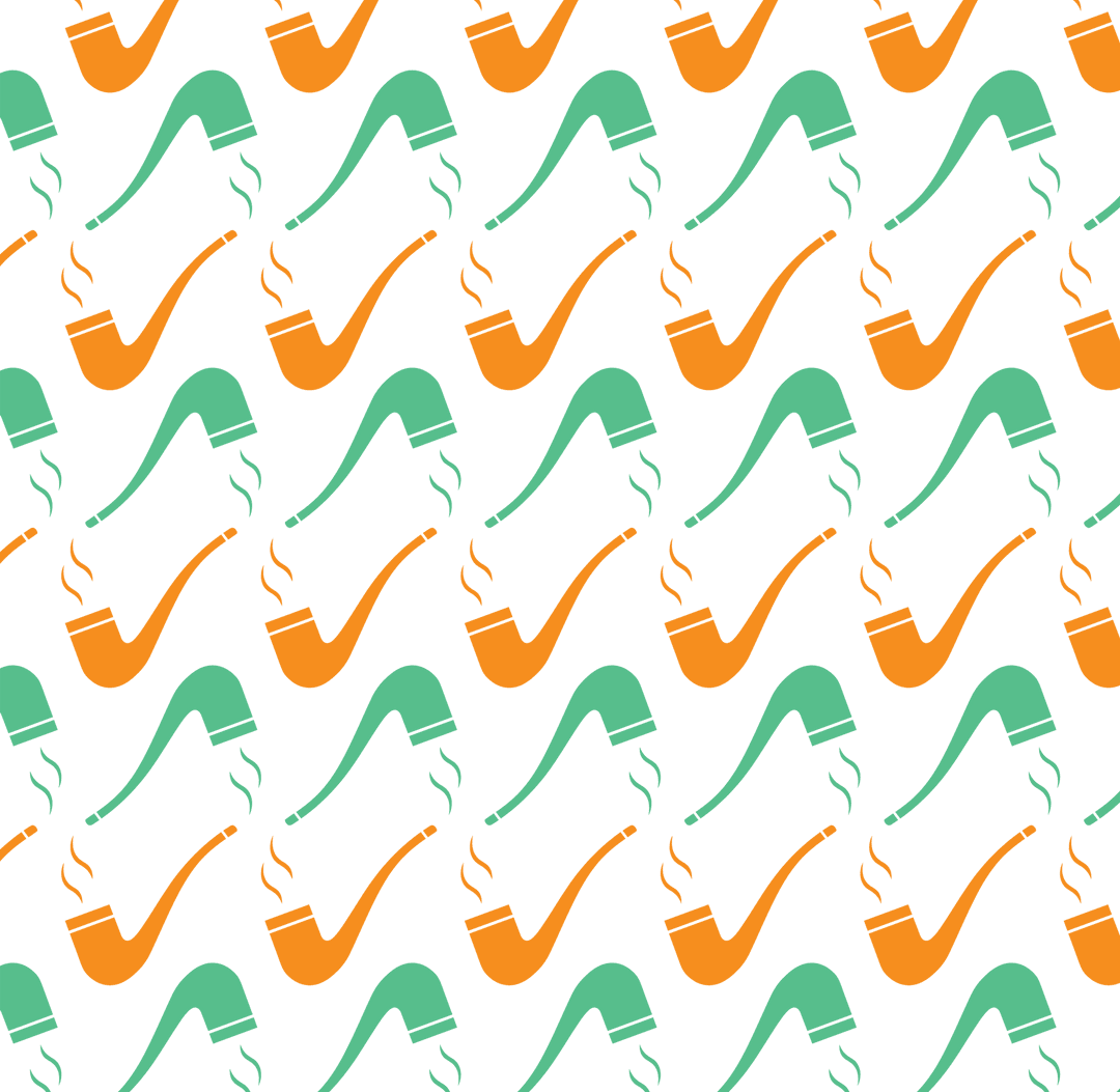 Transparent Pattern of Green and Orange Tobacco Pipes