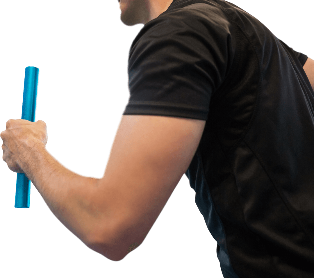 Athletic Runner with Blue Baton Isolated on Transparent Background