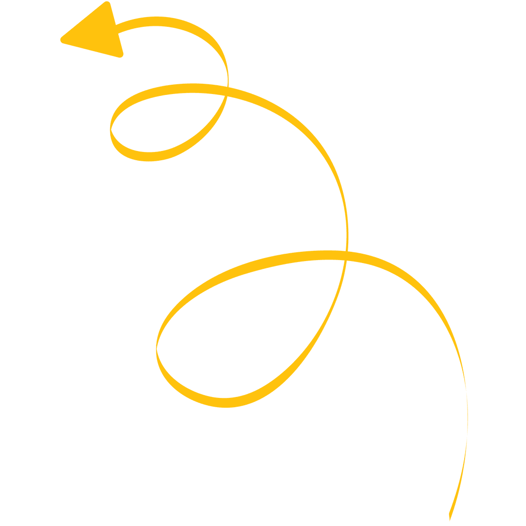 Yellow Swirling Arrow on Transparent Background Illustration