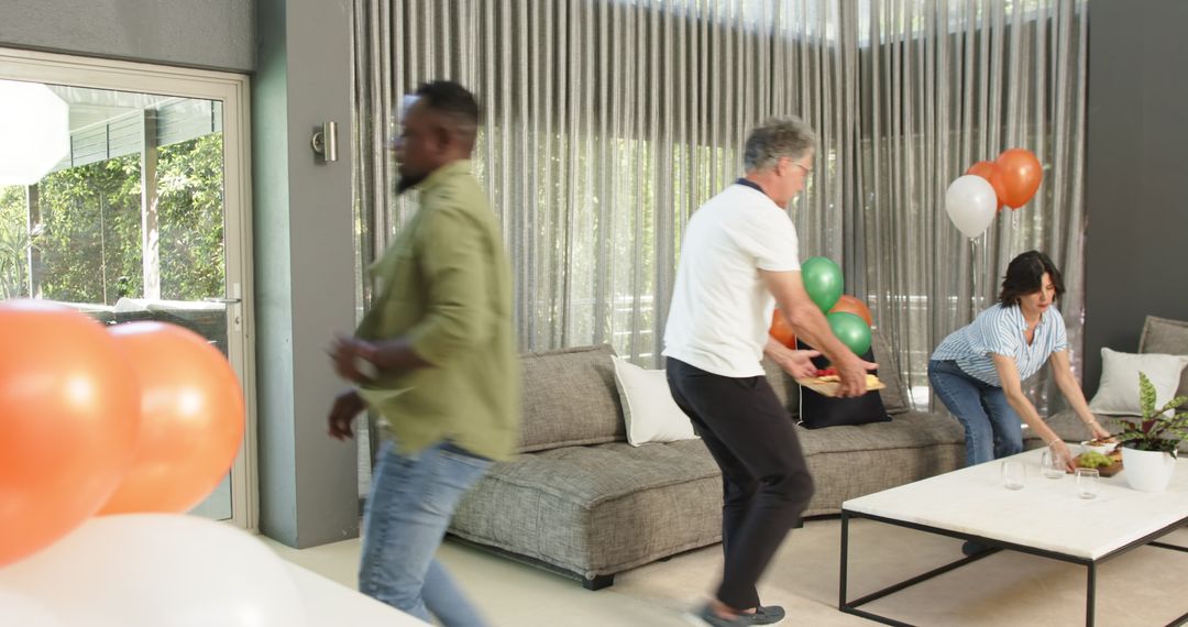 Colleagues Preparing for Office Party Celebration