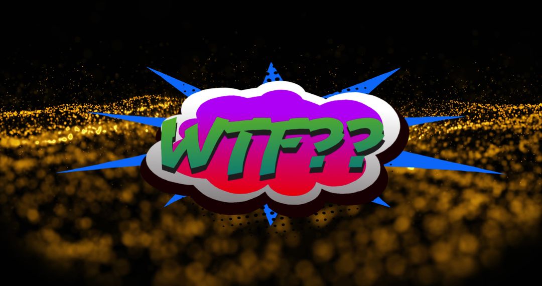Vibrant Comic Style Text 'WTF' with Dynamic Lighting