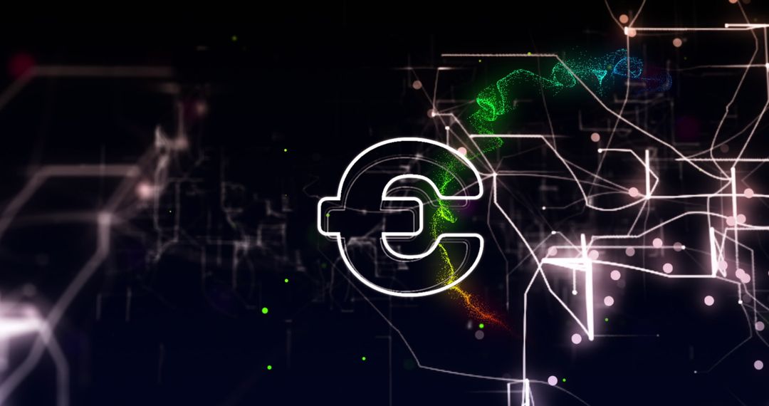 Euro Symbol Against Digital Data Network Background
