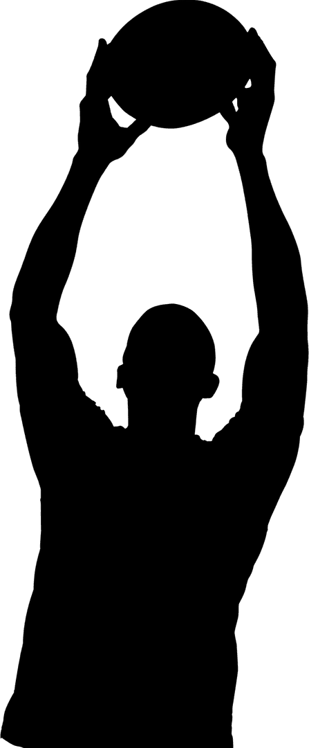 Silhouette of Victorious Rugby Player with Transparent Background