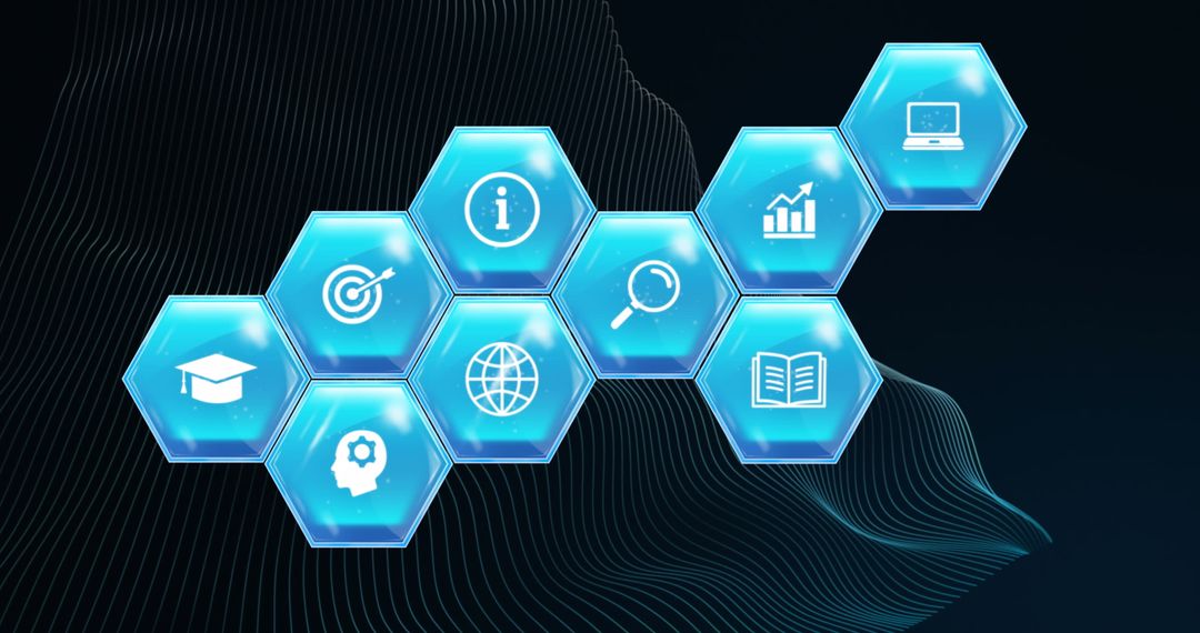 Digital Learning Icons in Hexagonal Interface Design - Free Images, Stock Photos and Pictures on Pikwizard.com