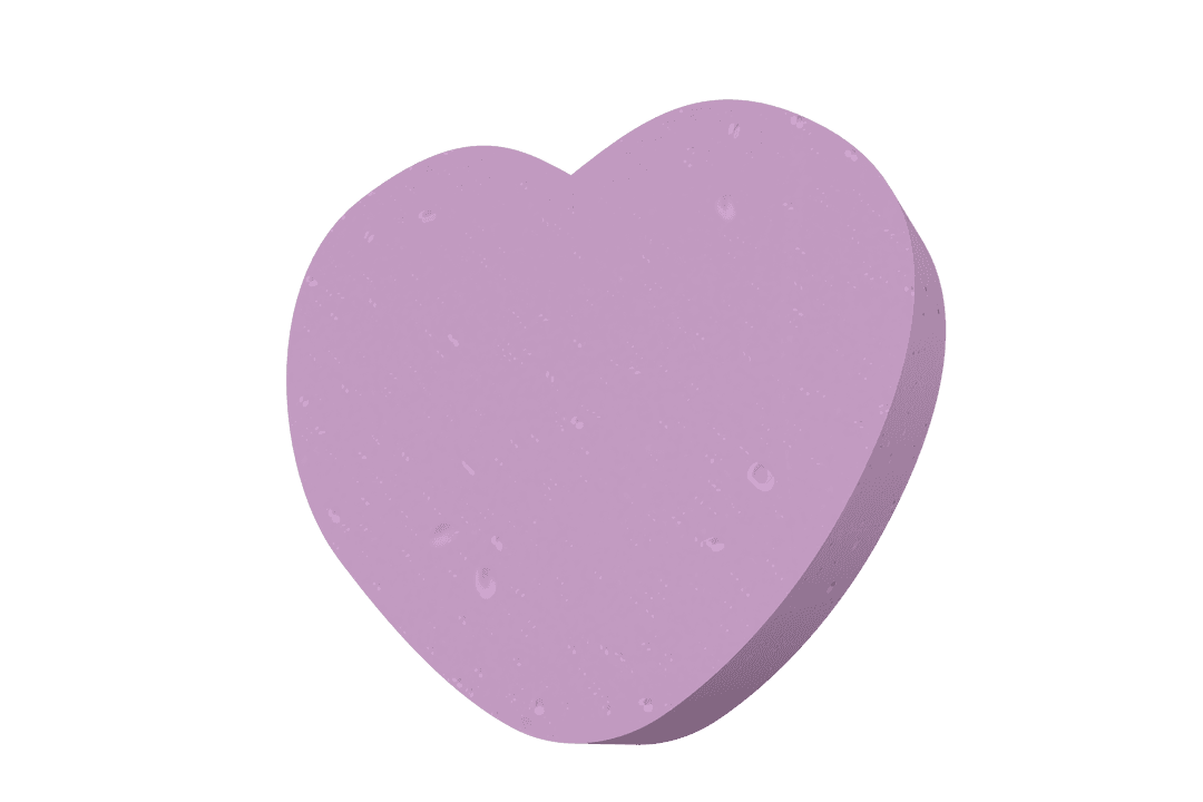 Purple 3D Heart Illustration on Transparent Background