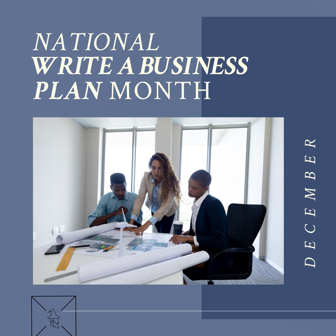 Diverse Team Collaborating During Business Plan Writing Month