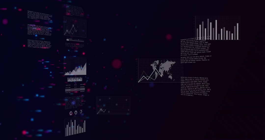 Digital Interface with Floating Data Panels and Charts Visualization