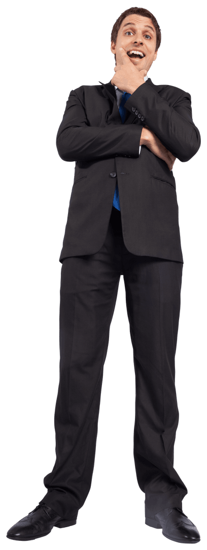 Joyful Businessman Smiling on Transparent Background Standing Confident