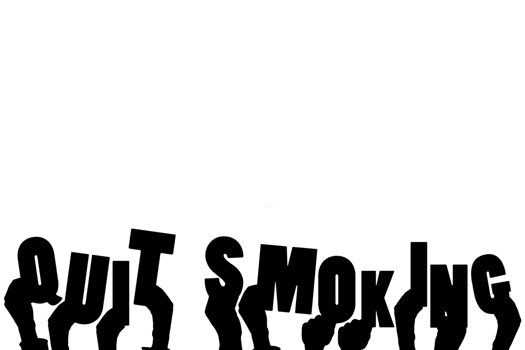 Transparent Hands Holding Cigarette with Quit Smoking Text