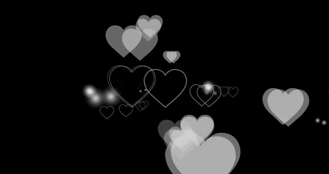 Floating Hearts on Black Background for Love and Equality Theme