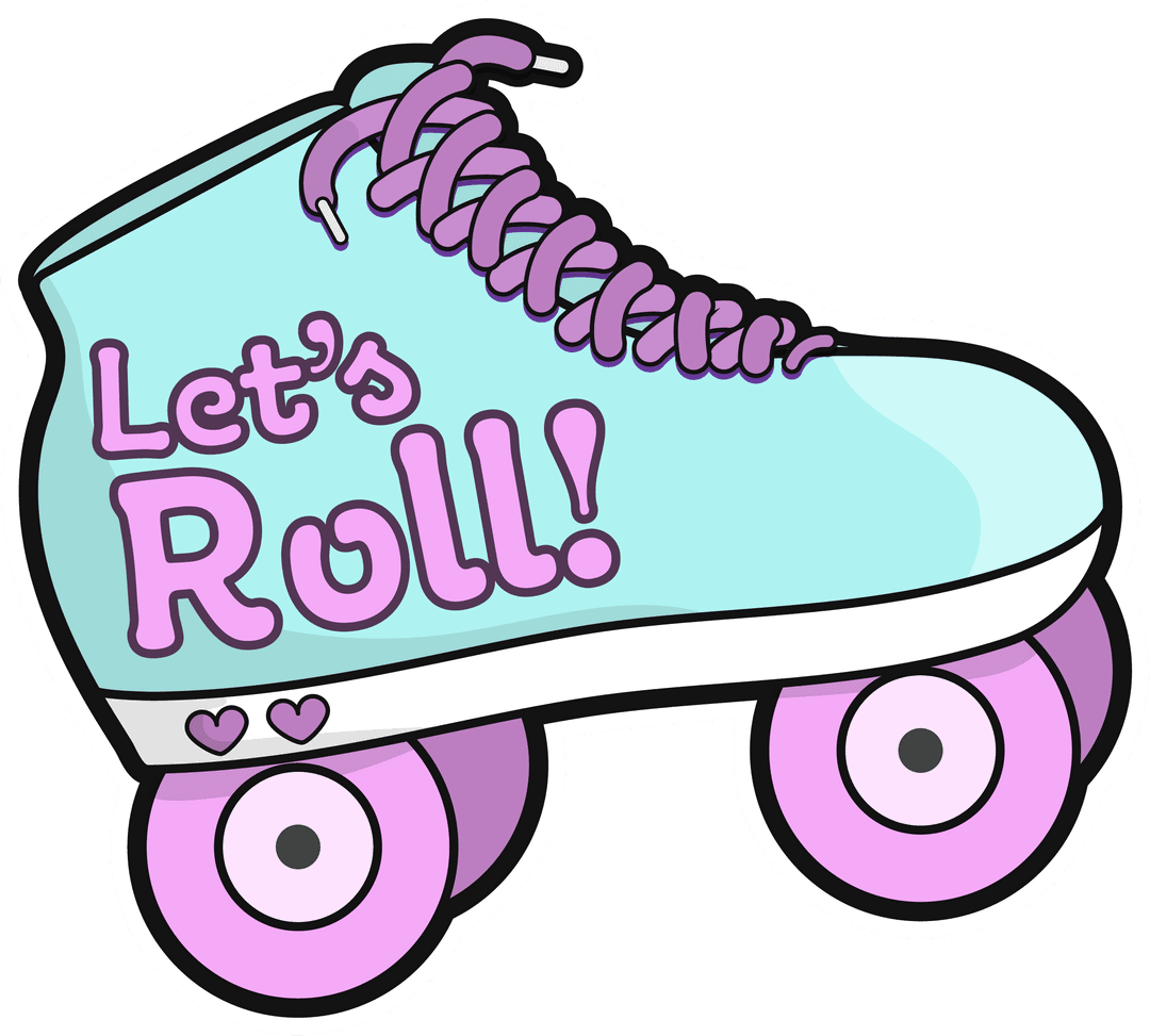 Transparent Pastel Roller Skate with 'Let's Roll' Slogan