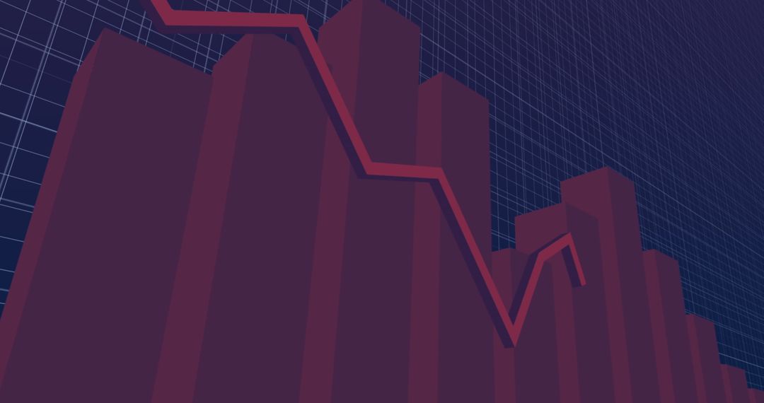 Abstract financial data visualization with declining graph