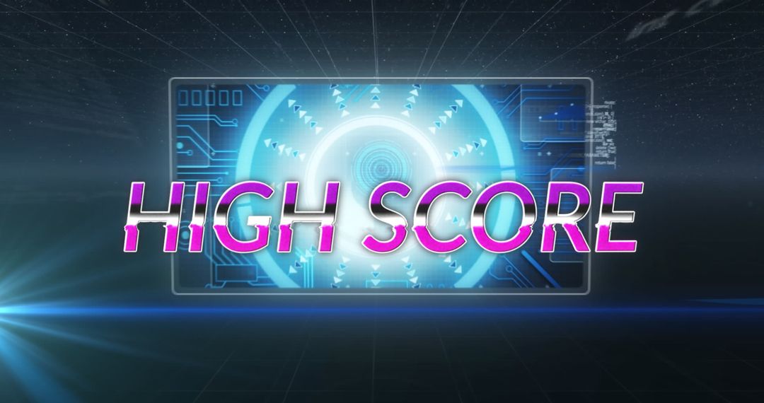 Futuristic High Score Digital Interface on Screen