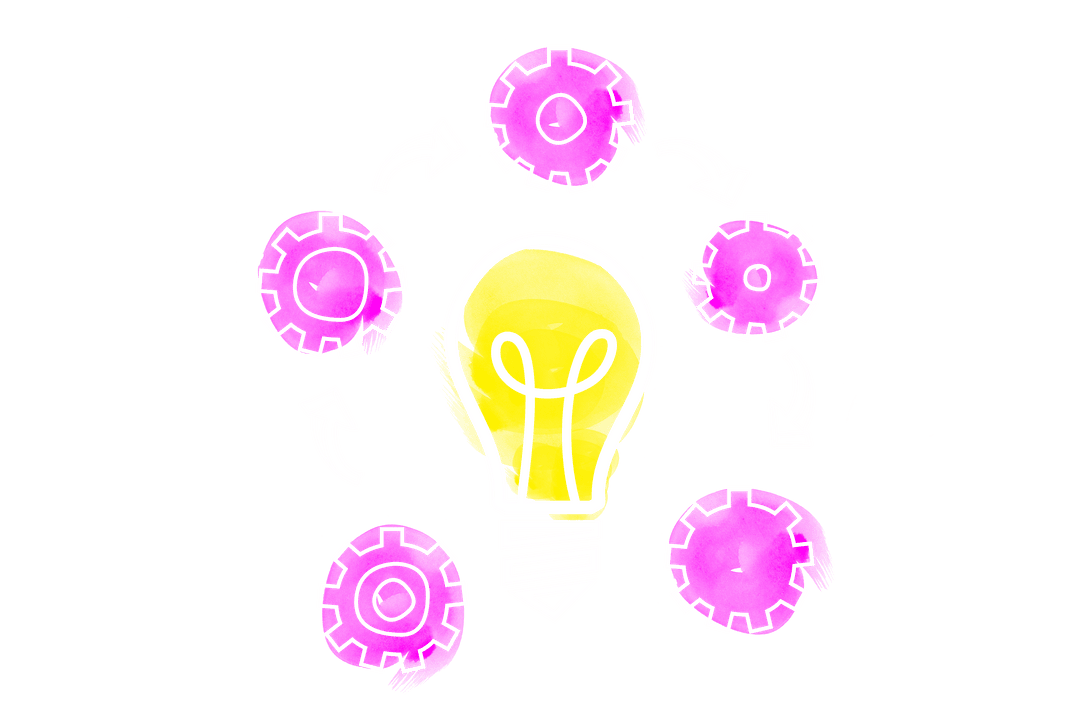 Creative Solutions with Gears Highlight Process on Transparent Background