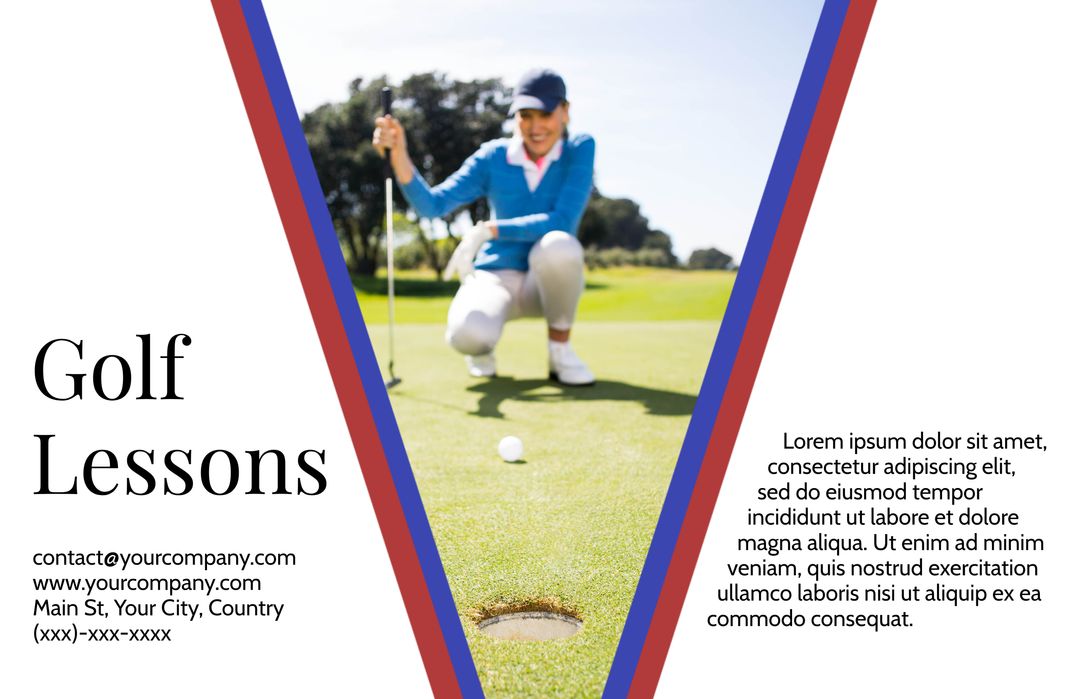 Elegant Golf Lessons Promotion with Focused Golfer