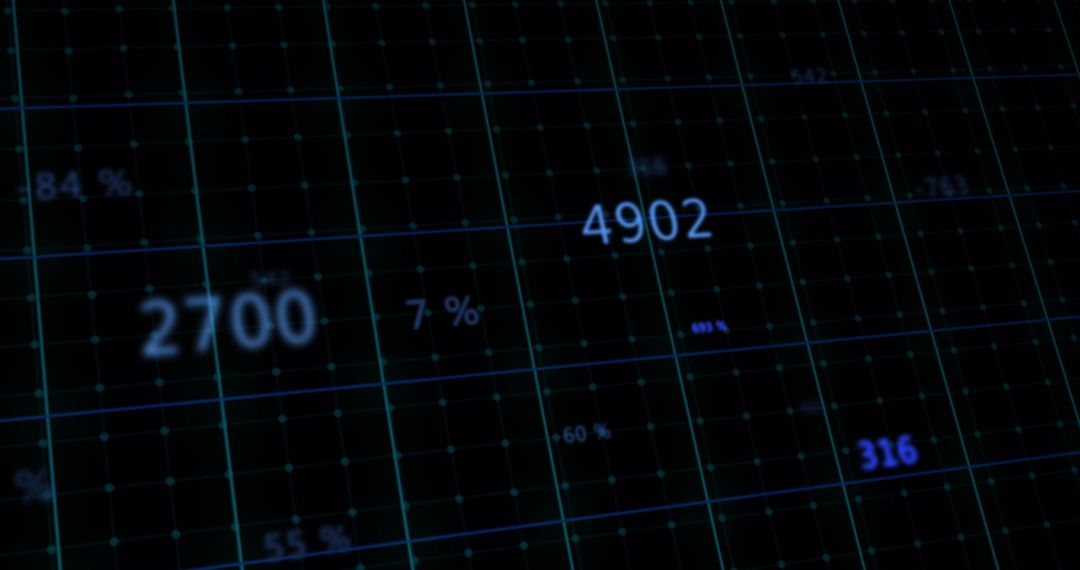 Digital Financial Data Analysis on Black Background