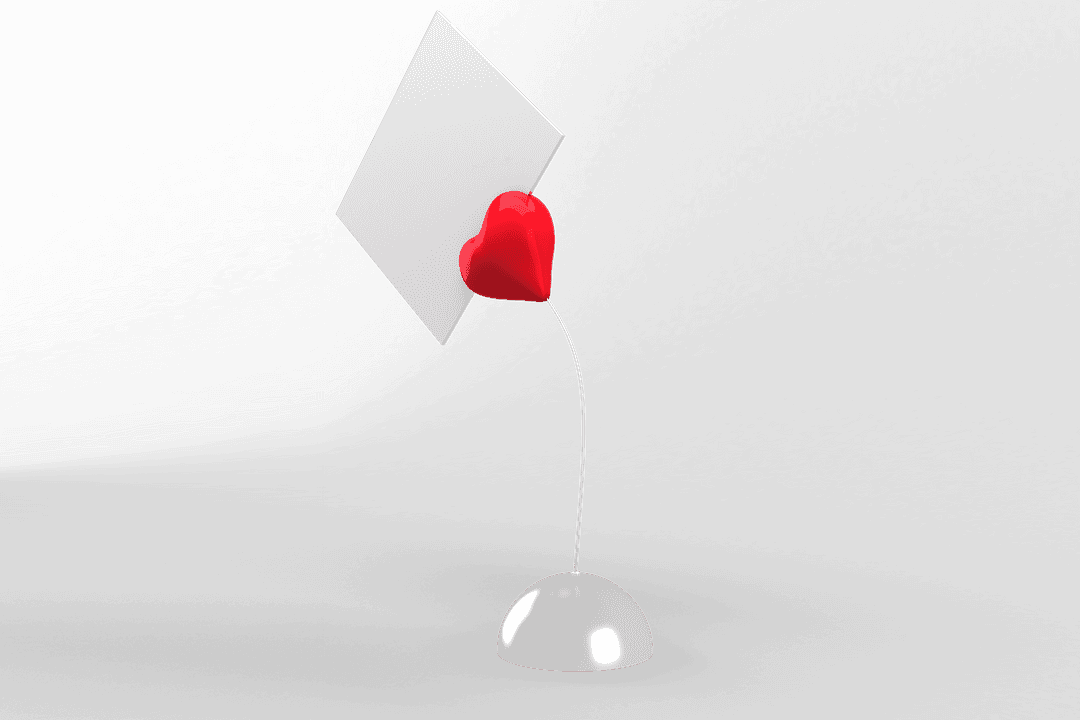 Transparent Red Heart and Envelope Illustration for Valentine's Day