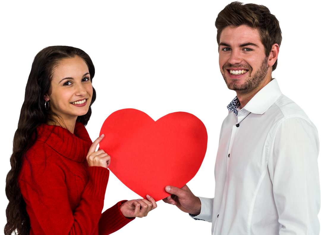 Smiling Couple Holding a Red Heart on Transparent Background - Download Free Stock Images Pikwizard.com