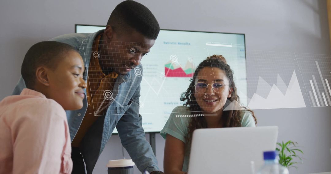 Diverse Team Collaborating on Financial Data Presentation