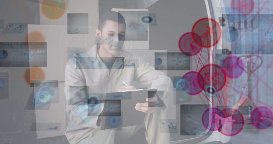 Digital Connections and Data Concept in Warehouse Setting