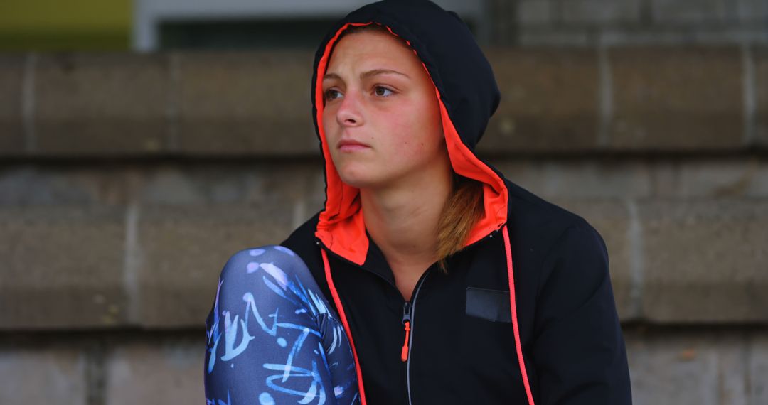 Determined Female Athlete Resting Before Training Session - Free Images, Stock Photos and Pictures on Pikwizard.com