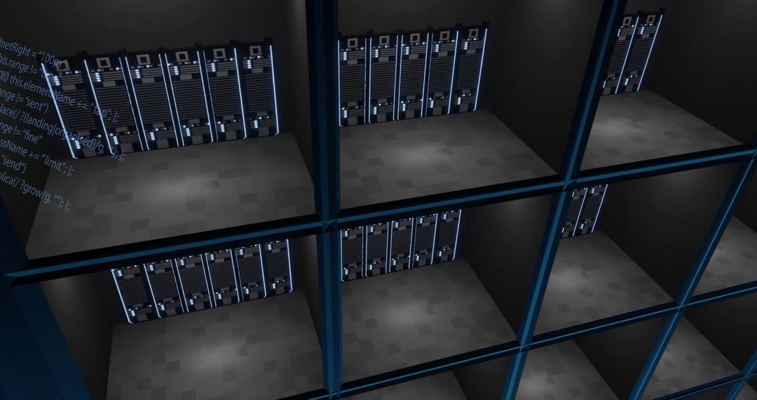 Futuristic Server Room for Digital Data Processing