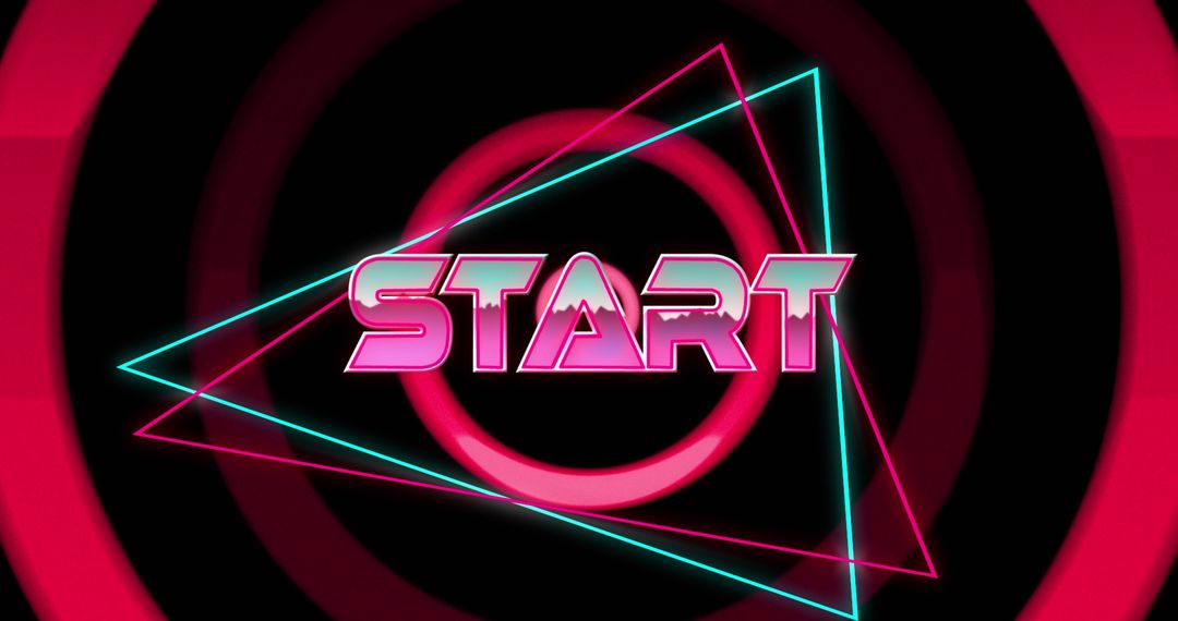 Retro Futuristic Game Start Screen with Vibrant Geometric Design