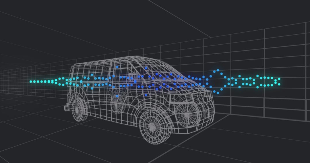 3D Wireframe Car Model Over Digital Grid Background - Free Images, Stock Photos and Pictures on Pikwizard.com