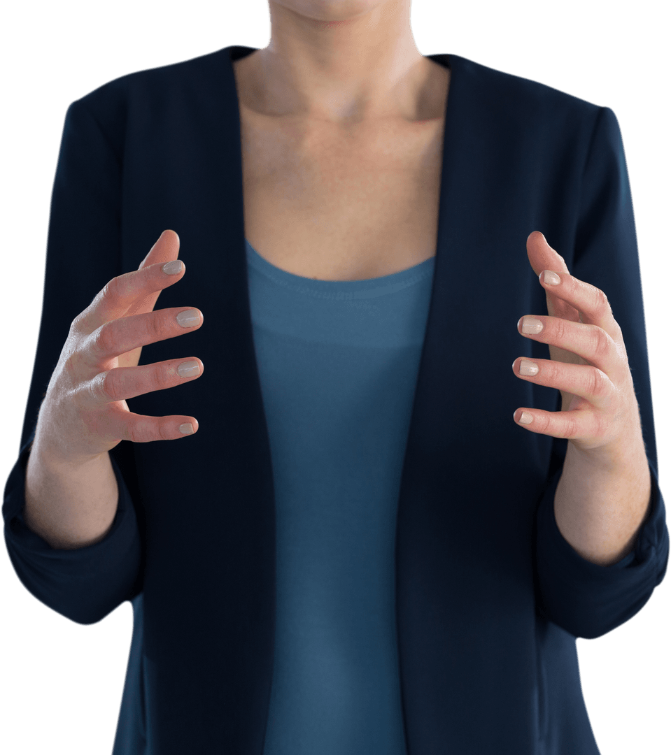 Transparent Gesturing Businesswoman Presenting Innovation Ideas