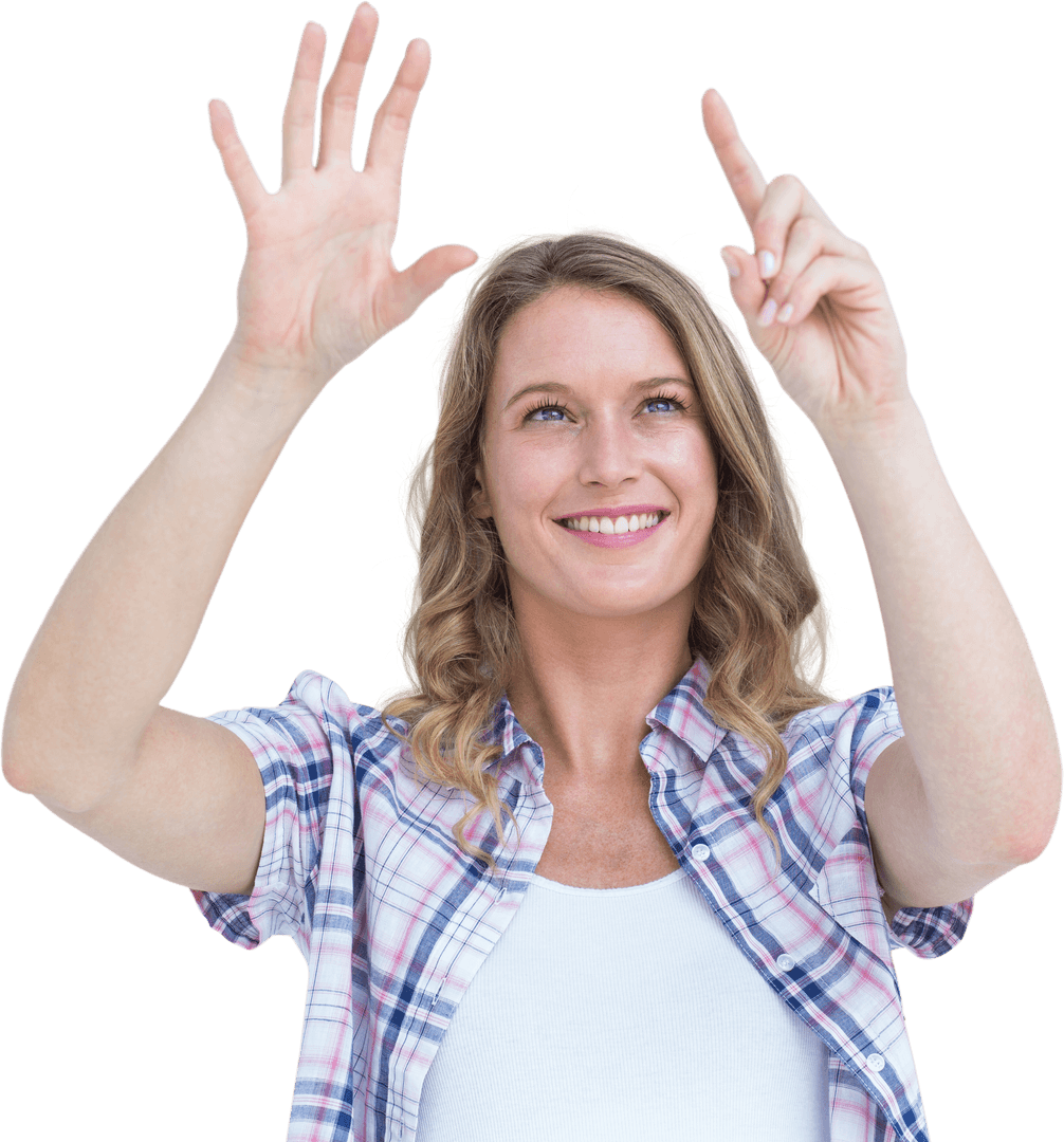Smiling Hipster Woman Gesturing with Transparent Background