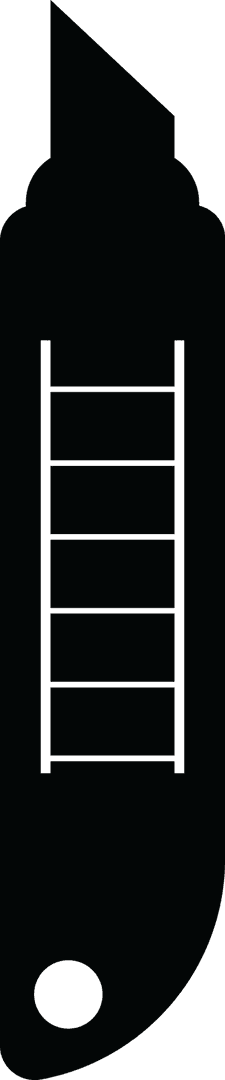 Black Utility Knife Illustration on Transparent Background