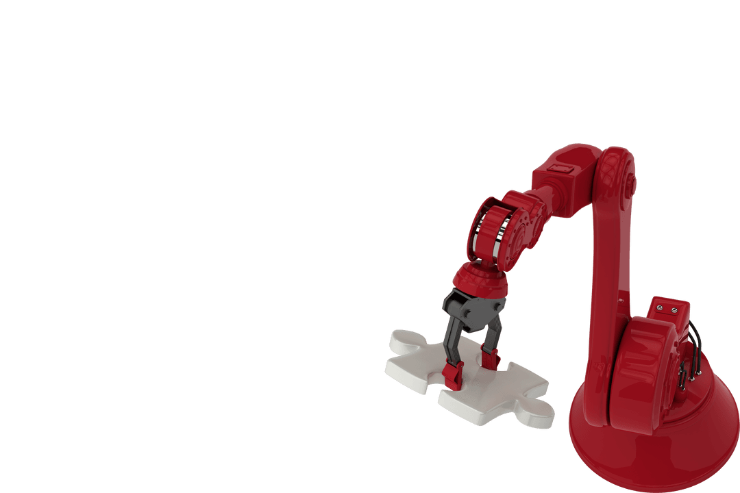 Transparent Robotic Arm Grasping Puzzle Piece for Innovation