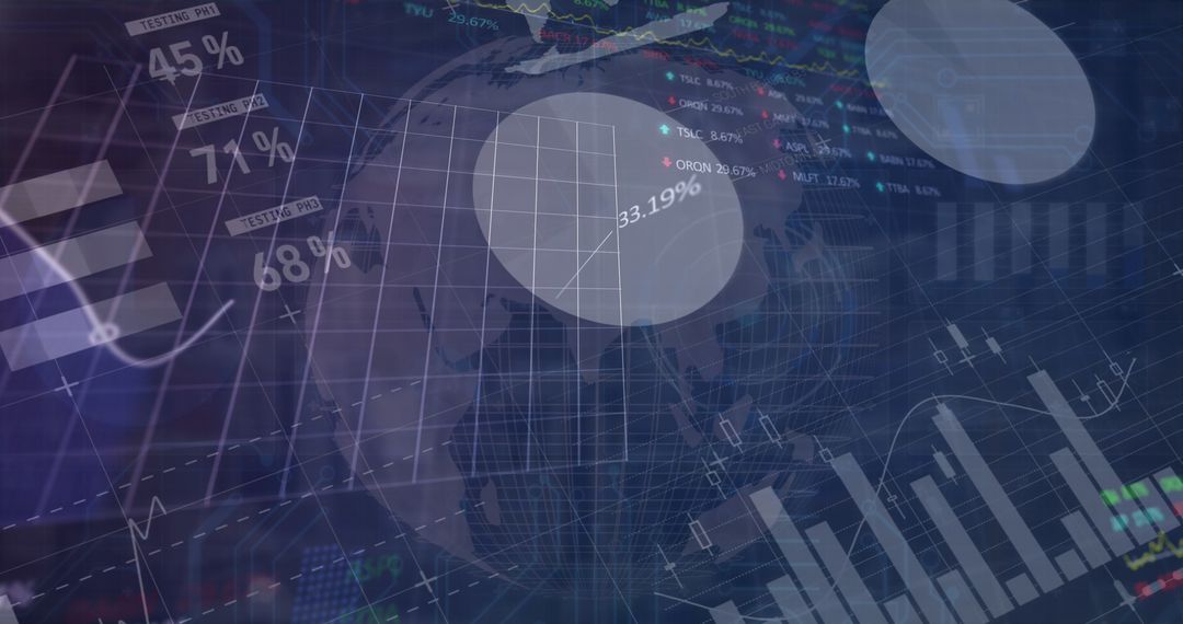 Global Financial Data Visualization on Navy Background