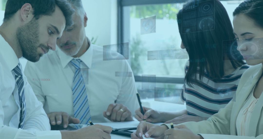 Collaborative Business Meeting with Professionals Reviewing Documents