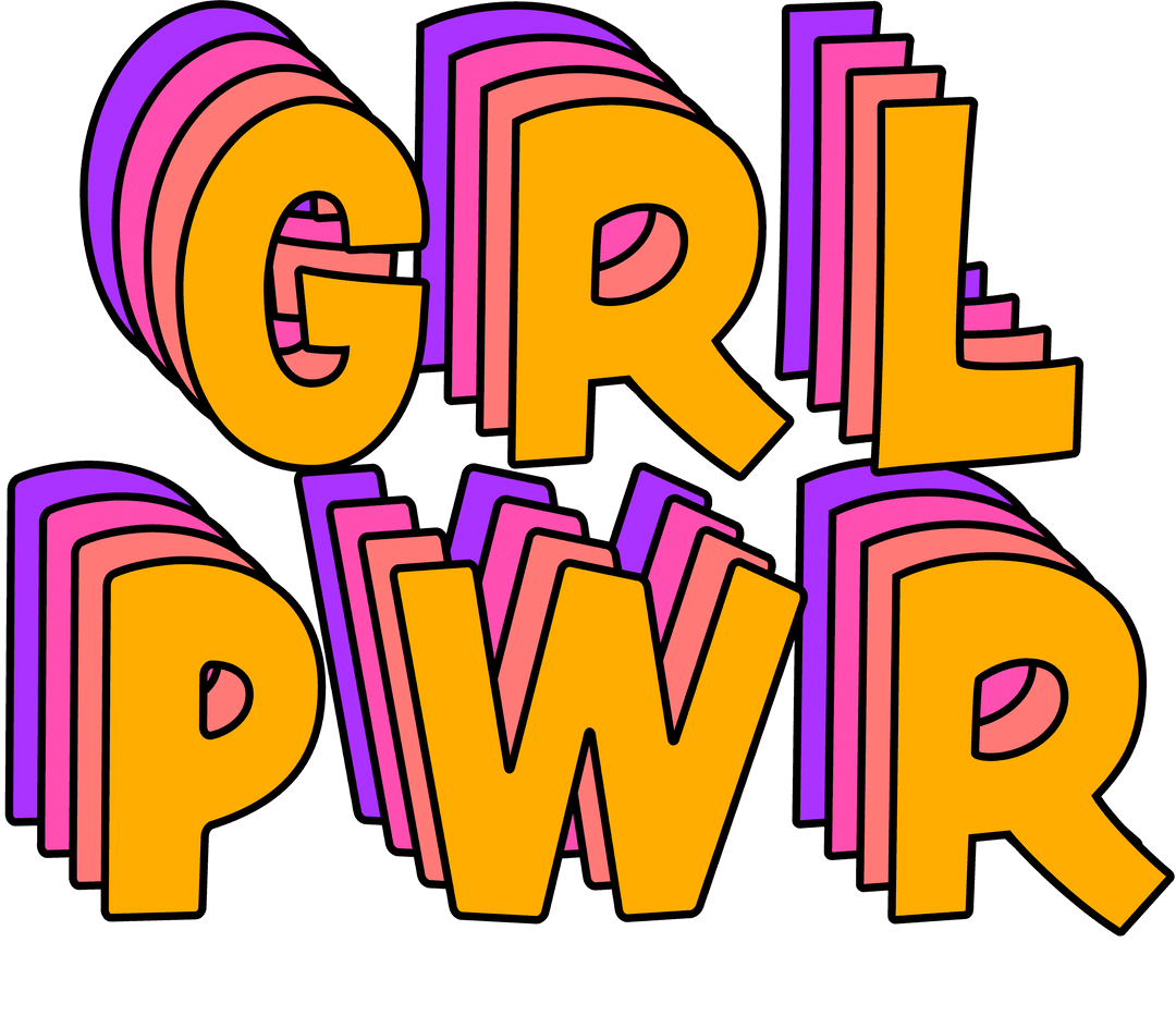 3D Retro Transparent Girl Power Slogan Text