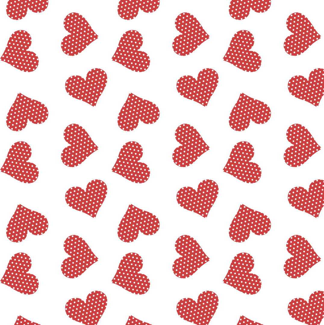 Seamless Red Heart Pattern on Transparent Background for Valentine's Day