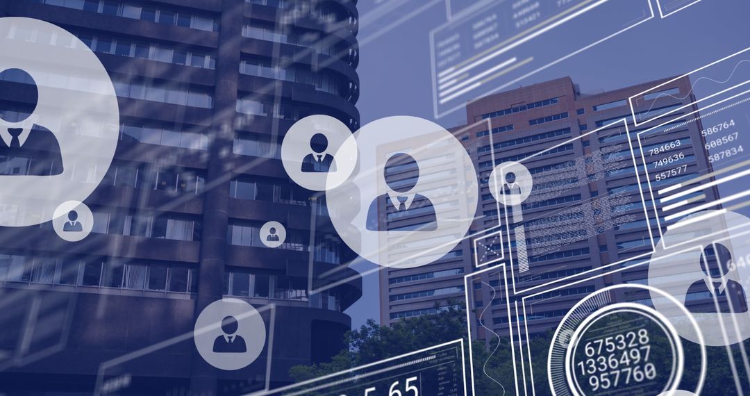 Futuristic Digital Data Processing Over Urban Cityscape