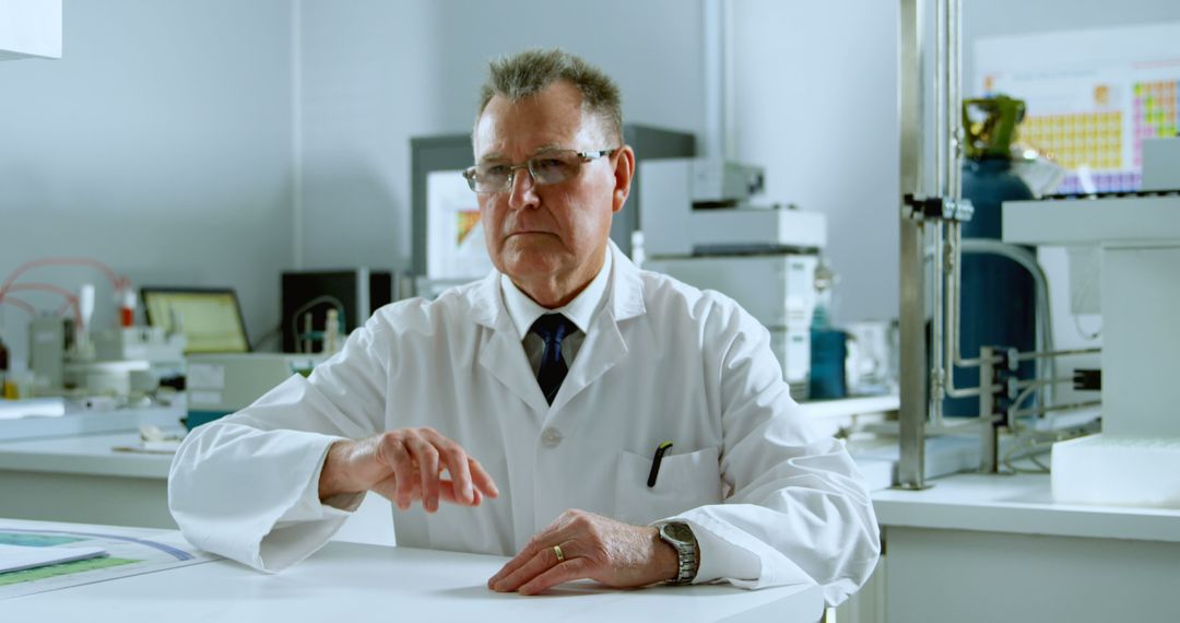 Experienced Scientist Analyzing Data in Modern Lab Environment