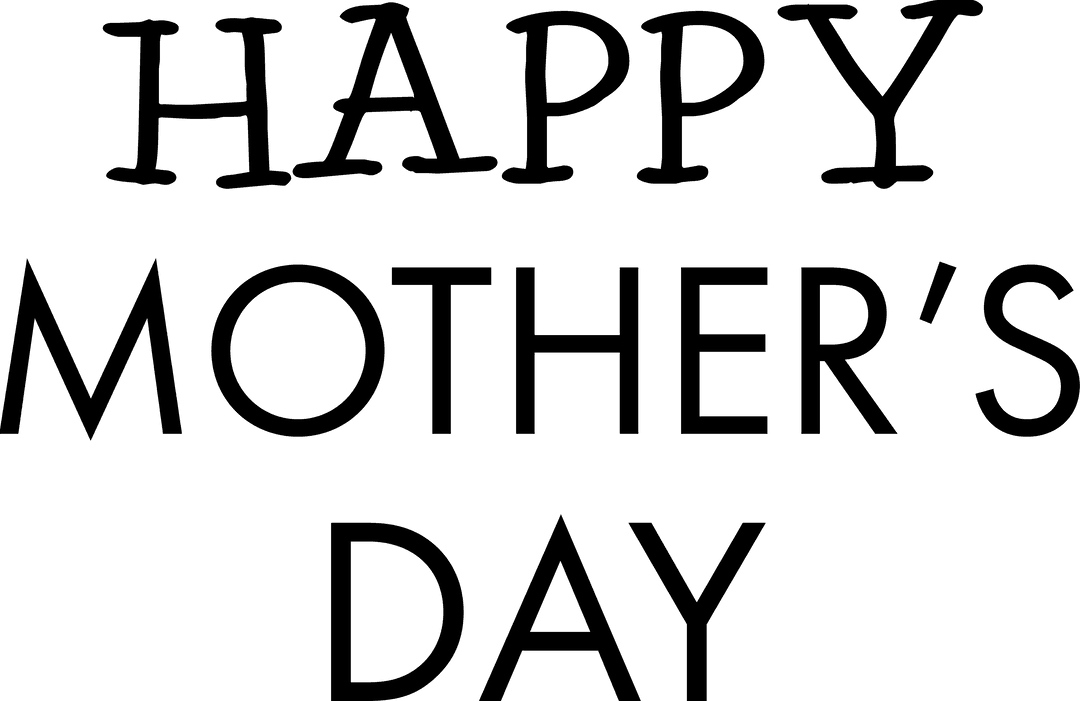 Happy Mother's Day Text on Transparent Background for Celebration Design