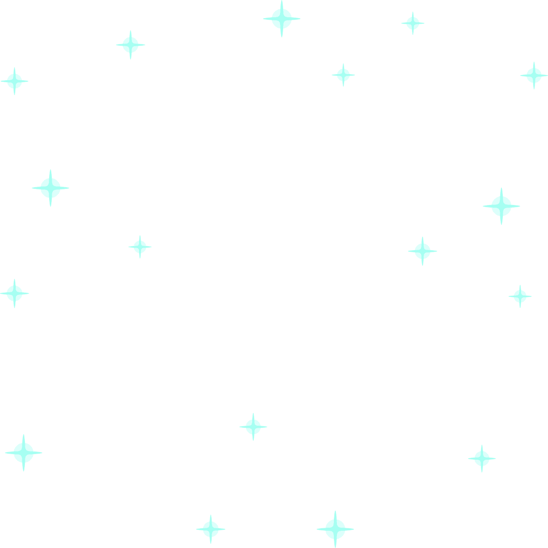 Elegant Geometric Mint Star Glints on Transparent Background