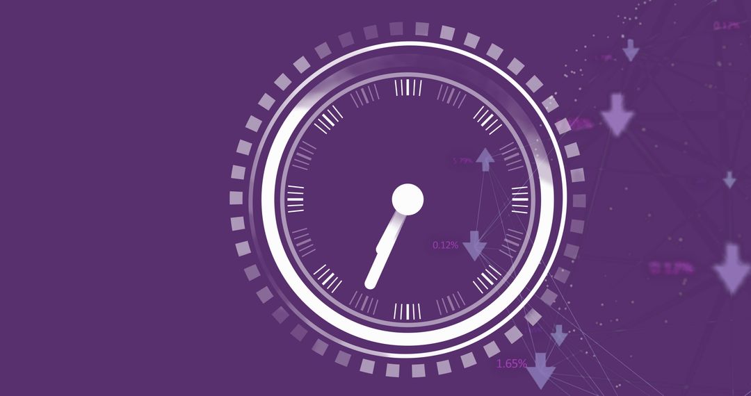 Digital Clock with Networking Arrows on Purple Background
