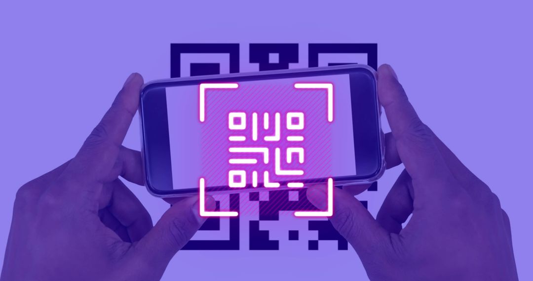 Smartphone Scanning QR Code with Digital Interface Overlay