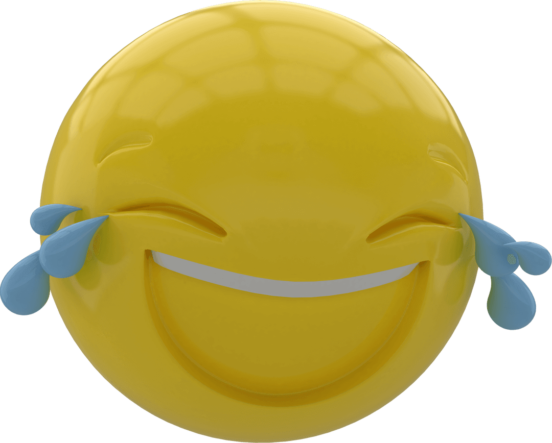 3D Transparent Laughing Emoji with Joyful Tears