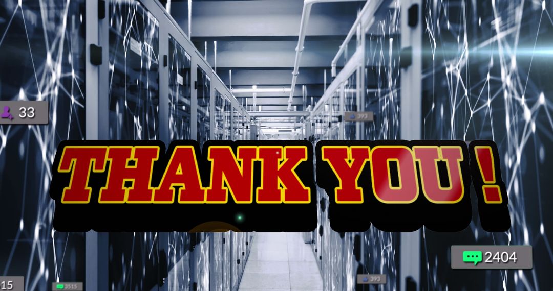Thank You Text Over Digital Interface in Data Center