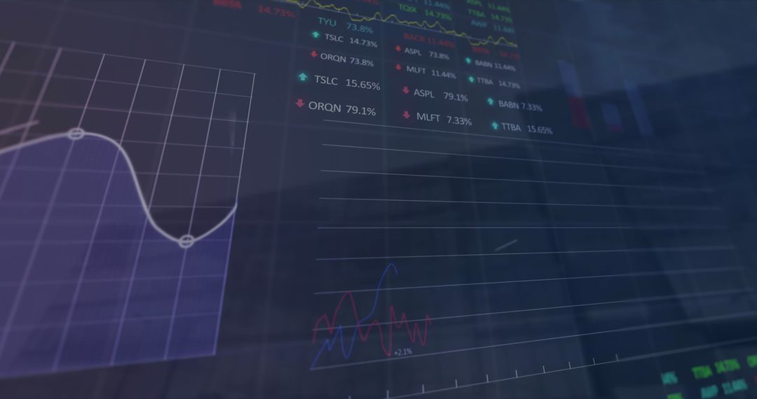 Stock Market Data and Tall Buildings Low Angle Glimpse