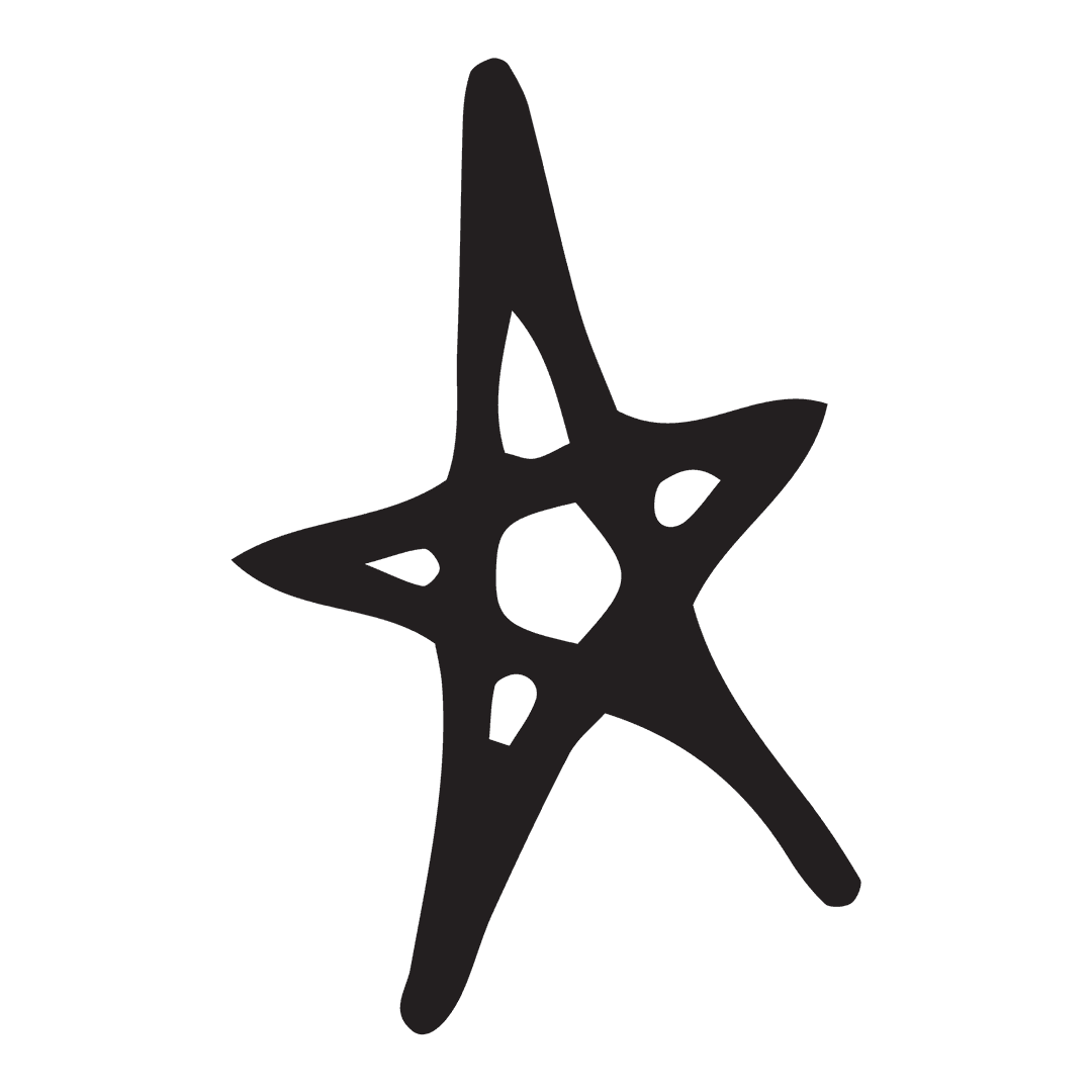 Abstract Black Star Illustration on Transparent Background